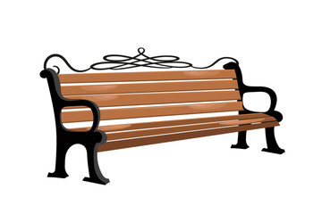 Outdoor brown wooden bench for garden and parks