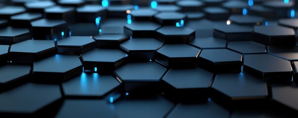 Obraz premium Abstract Hexagon Pattern with Blue Lights