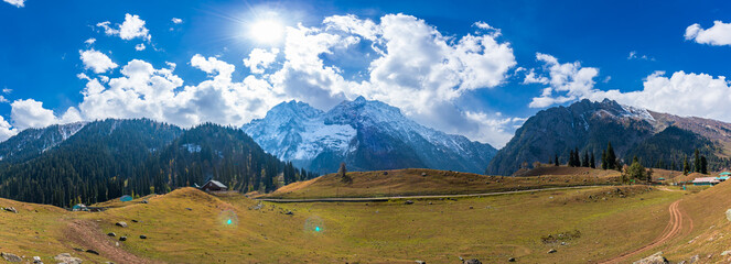 Serene Landscape of Sindh river valley near Sonamarg village in Ganderbal district of Jammu and Kashmir, India. It is a popular tourist destination for trekking and Amarnath holy pilgrimage. © anjali04