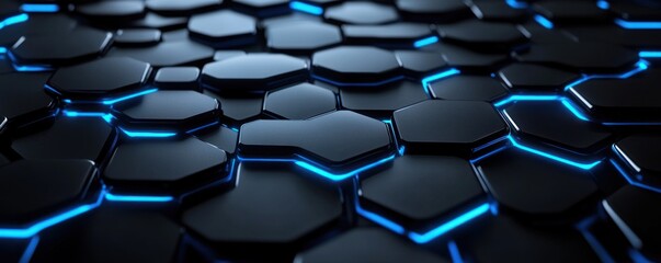 Naklejka premium Abstract Hexagon Pattern with Glowing Blue Lines