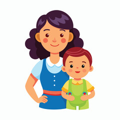 Vector Mother sitting with her child