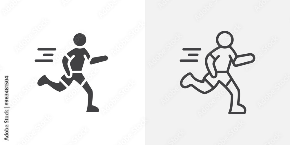 Aufkleber running icon in black filled and outlined style