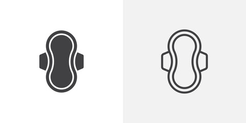 Sanitary pad icon in black filled and outlined style © Craft Studio