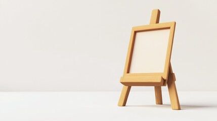 A minimalist wooden easel with a blank canvas, ready for artistic creation.
