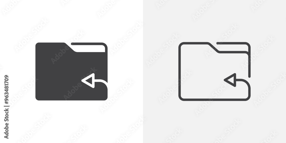 Poster share folder line icon in black filled and outlined style