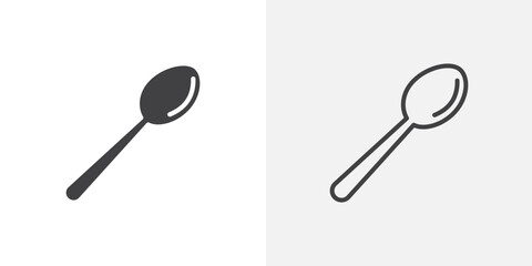 Spoon icon in black filled and outlined style