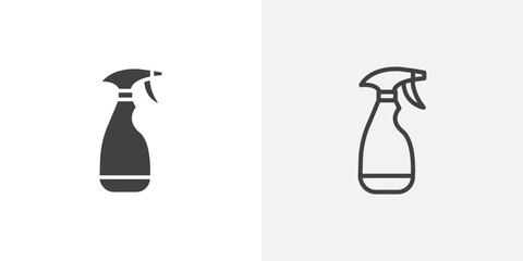 Spray bottle icon in black filled and outlined style