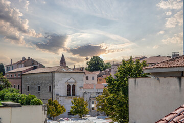 Streets, alleys and buildings of a historic Mediterranean old town on the Mediterranean Sea. A...