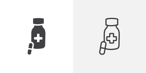 Supplement icon in black filled and outlined style