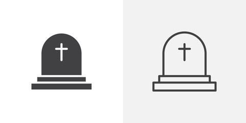 Tombstone icon in black filled and outlined style