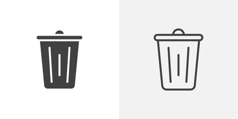 Trash icon in black filled and outlined style