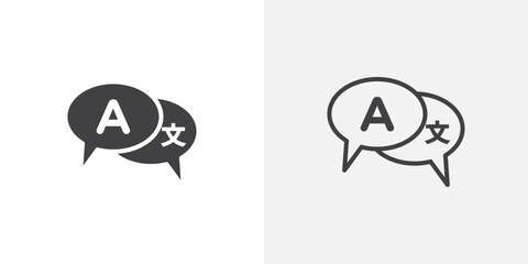 Translation icon in black filled and outlined style