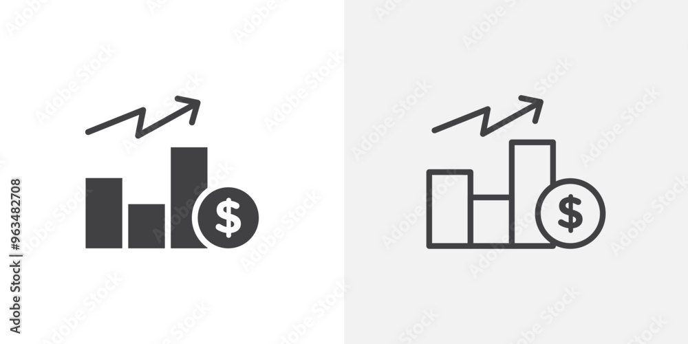 Poster yield icon in black filled and outlined style