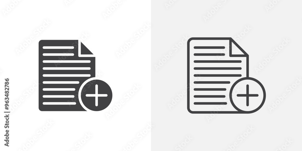 Poster Add document icon simple black line style.