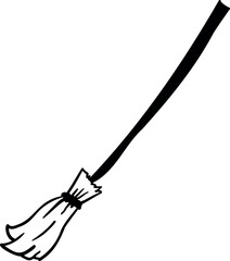 Flat isolated witch broom. Cartoon witch broomstick illustration vector.