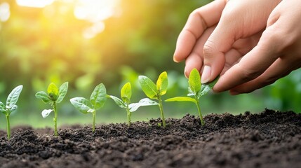 Hands planting a seed in the earth