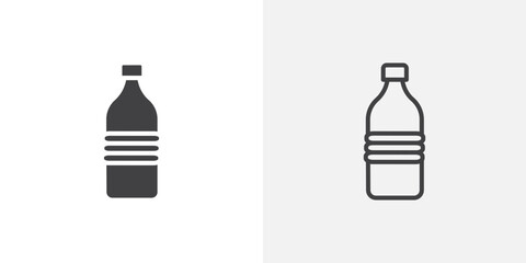 Bottle water icon in black filled and outlined style
