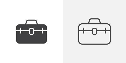 Briefcase icon in black filled and outlined style