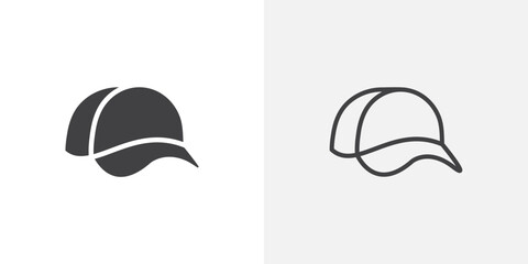 Cap icon in black filled and outlined style
