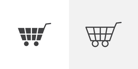 Cart icon in black filled and outlined style