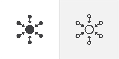 Centralized icon in black filled and outlined style