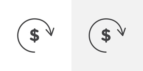 Cash flow icon in black filled and outlined style