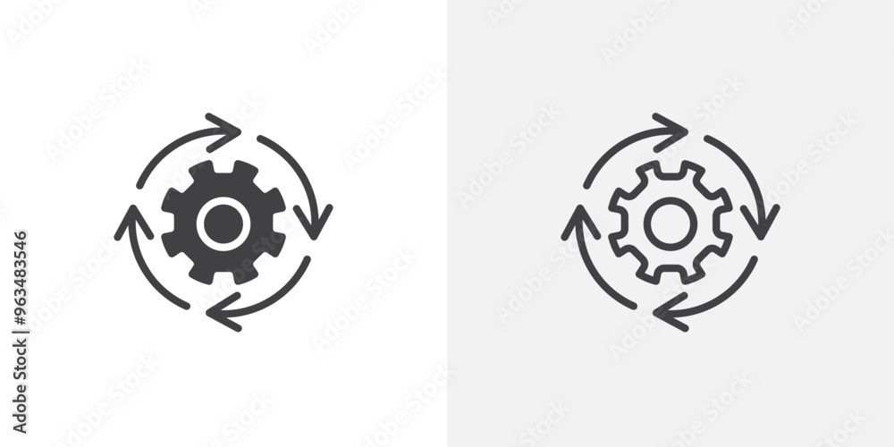 Poster Continuous changes icon in black filled and outlined style