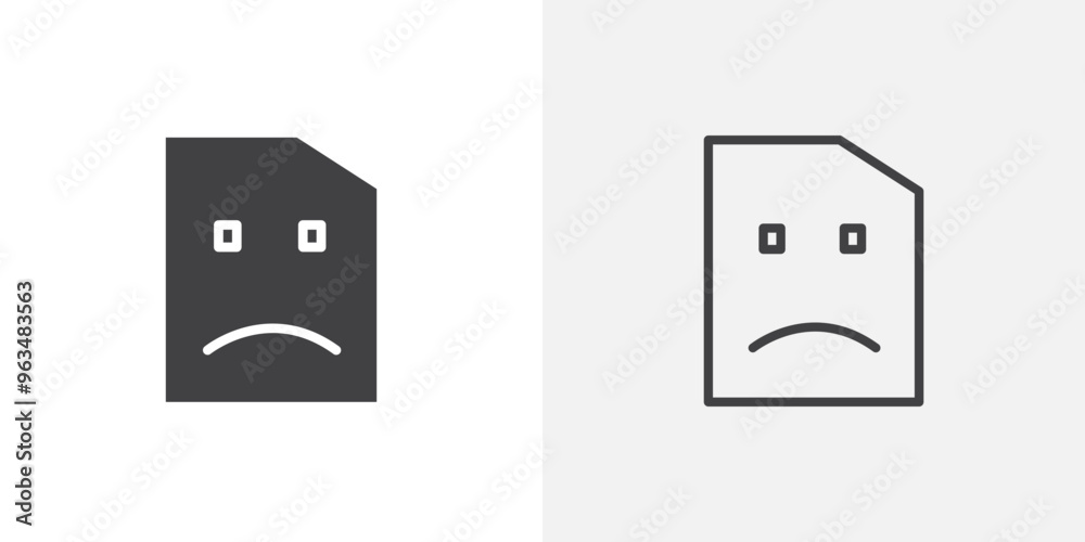 Poster corrupted file icon in black filled and outlined style