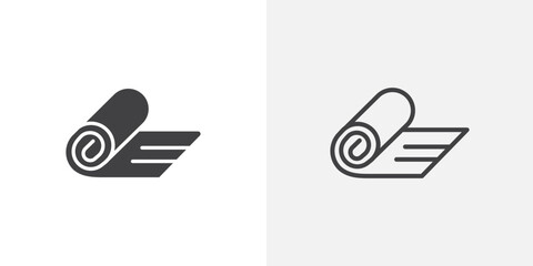 Construction film roll icon in black filled and outlined style