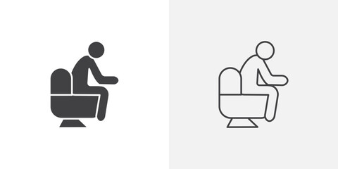 Diarrhea icon in black filled and outlined style