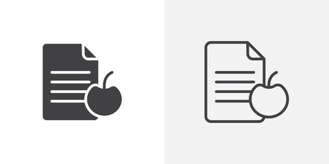 Diet plan icon in black filled and outlined style