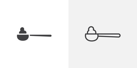 Full spoon icon in black filled and outlined style