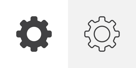 Gear icon in black filled and outlined style