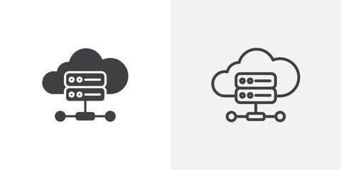 Hosting icon in black filled and outlined style