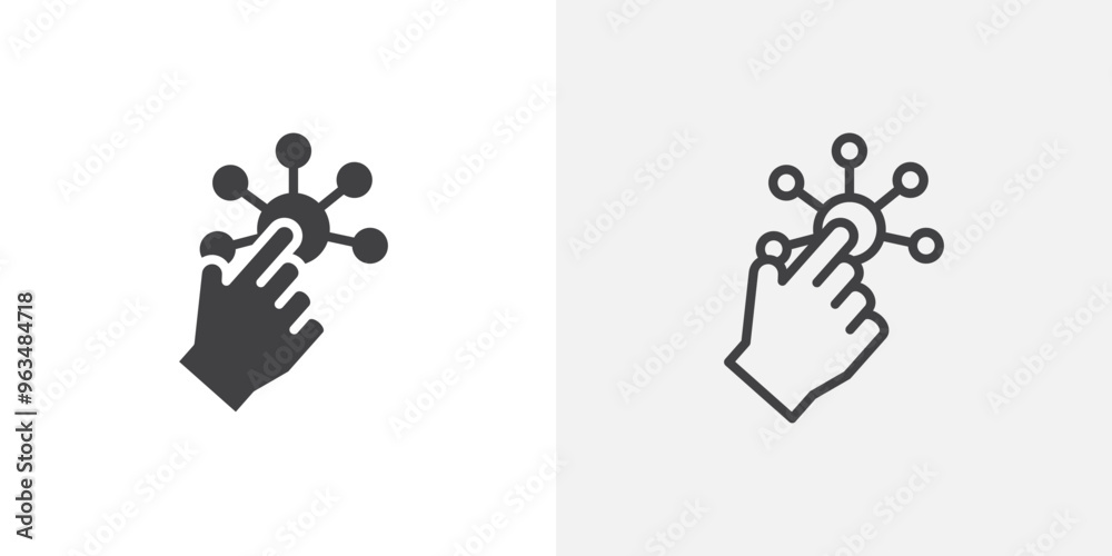 Poster interaction icon in black filled and outlined style