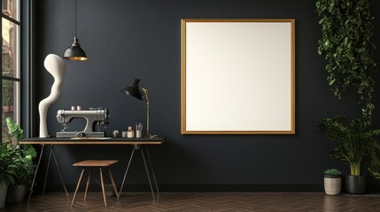 Fototapeta premium Modern Interior Design with Empty Canvas