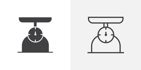 Kitchen scales icon in black filled and outlined style