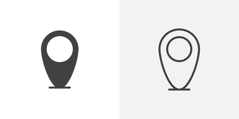 Map marker icon in black filled and outlined style