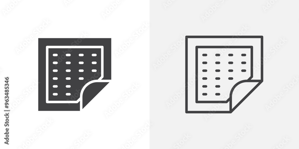 Poster nicotine patch icon in black filled and outlined style