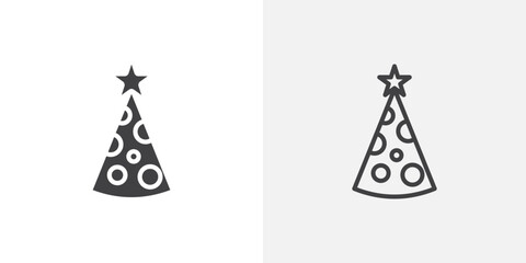 Party hat icon in black filled and outlined style