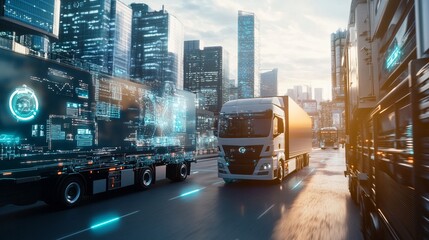 IoT devices embedded in delivery trucks tracking routes