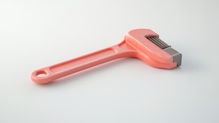 A pink pipe wrench designed for gripping and turning pipes.