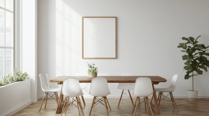 Minimalist Dining Room with Empty Picture Frame
