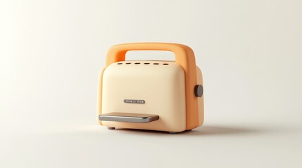 Fototapeta premium A retro-style toaster in soft orange and cream colors, designed for toasting bread.
