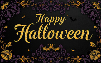 gorgeous elegant halloween card with calligraphy flourishing glitter design luxury highclass