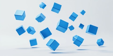 Floating Blue Cubes Abstract Background