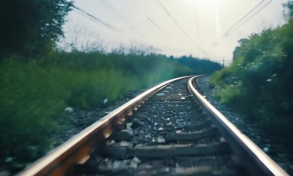 3d view of railway tracks from