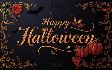 gorgeous elegant halloween card with calligraphy flourishing glitter design luxury highclass