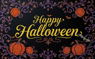 gorgeous elegant halloween card with calligraphy flourishing glitter design luxury highclass