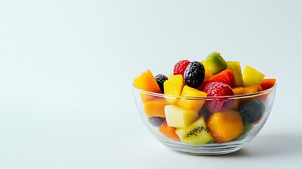 Fresh Fruit Salad in Glass Bowl  Healthy Snack  Vegetarian Food  Healthy Eating